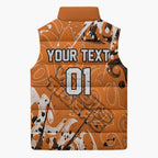 Personalized Wests Tigers Rugby Sleeveless Puffer Jacket Urban Street Graffiti Style - Distressed Splatter Elements