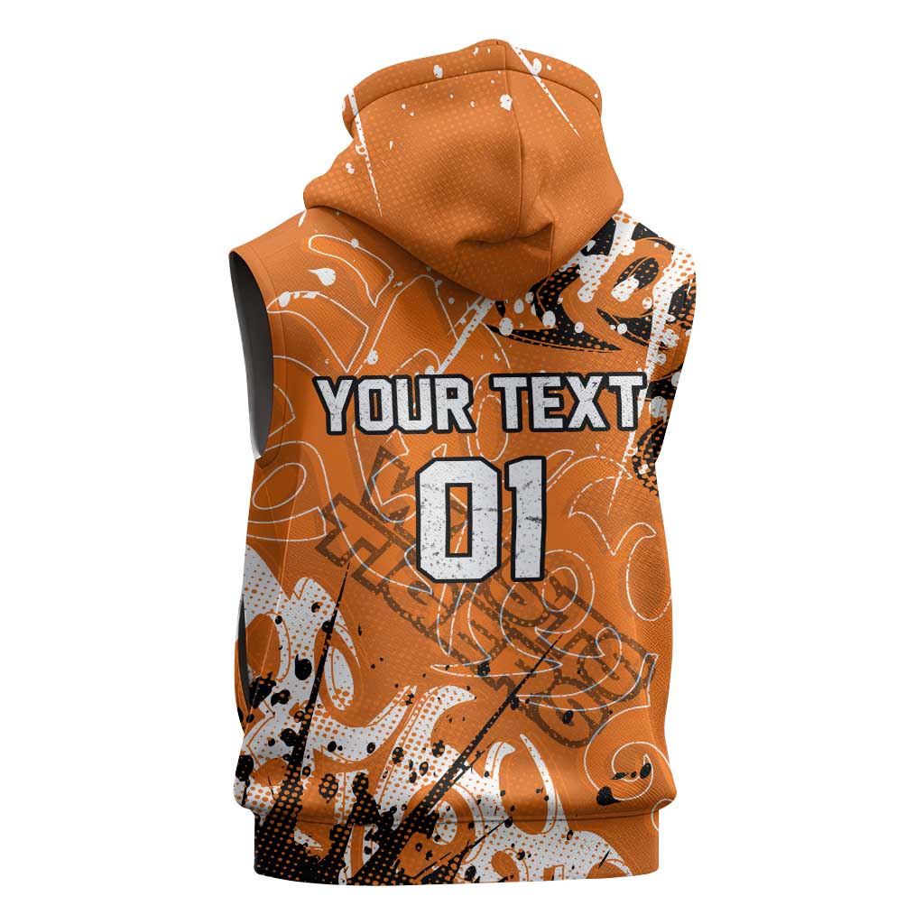 Personalized Wests Tigers Rugby Sleeveless Zip Hoodie Urban Street Graffiti Style - Distressed Splatter Elements