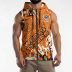 Personalized Wests Tigers Rugby Sleeveless Zip Hoodie Urban Street Graffiti Style - Distressed Splatter Elements