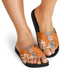 Personalized Wests Tigers Rugby Slide Sandals Urban Street Graffiti Style - Distressed Splatter Elements