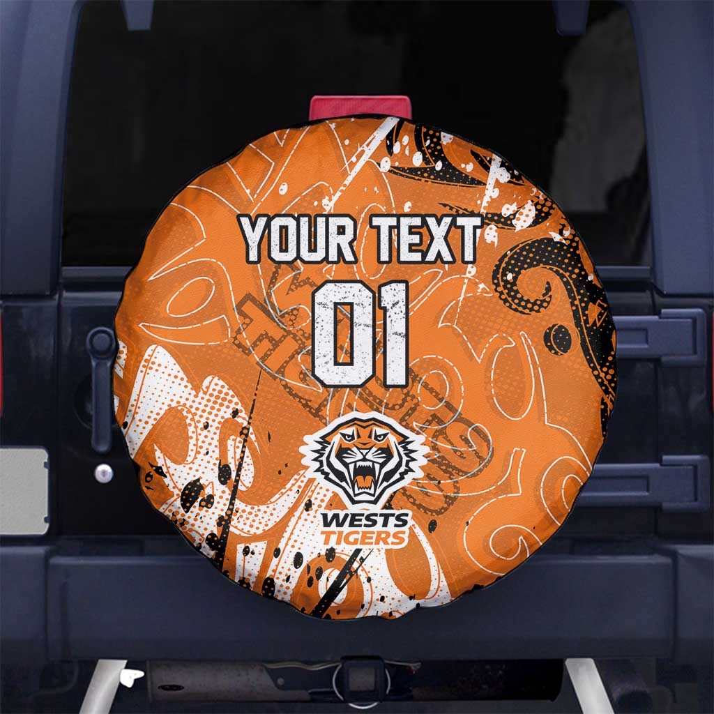 Personalized Wests Tigers Rugby Spare Tire Cover Urban Street Graffiti Style - Distressed Splatter Elements
