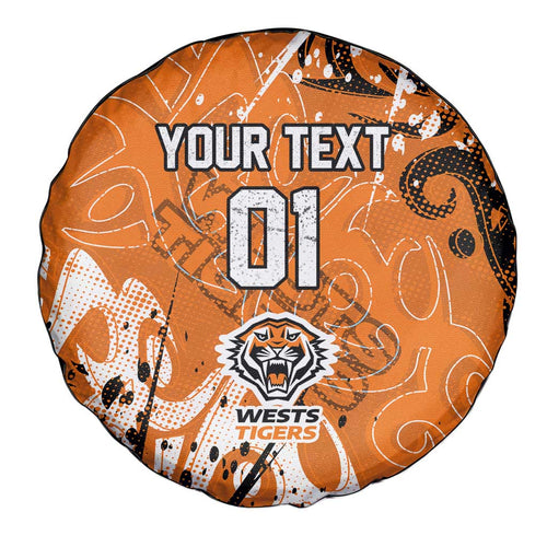 Personalized Wests Tigers Rugby Spare Tire Cover Urban Street Graffiti Style - Distressed Splatter Elements