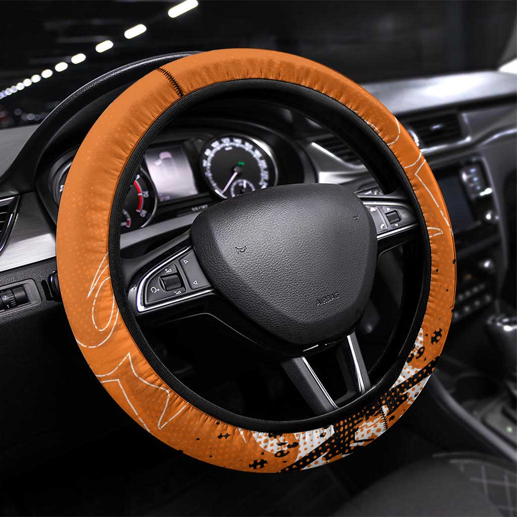 Wests Tigers Rugby Steering Wheel Cover Urban Street Graffiti Style - Distressed Splatter Elements