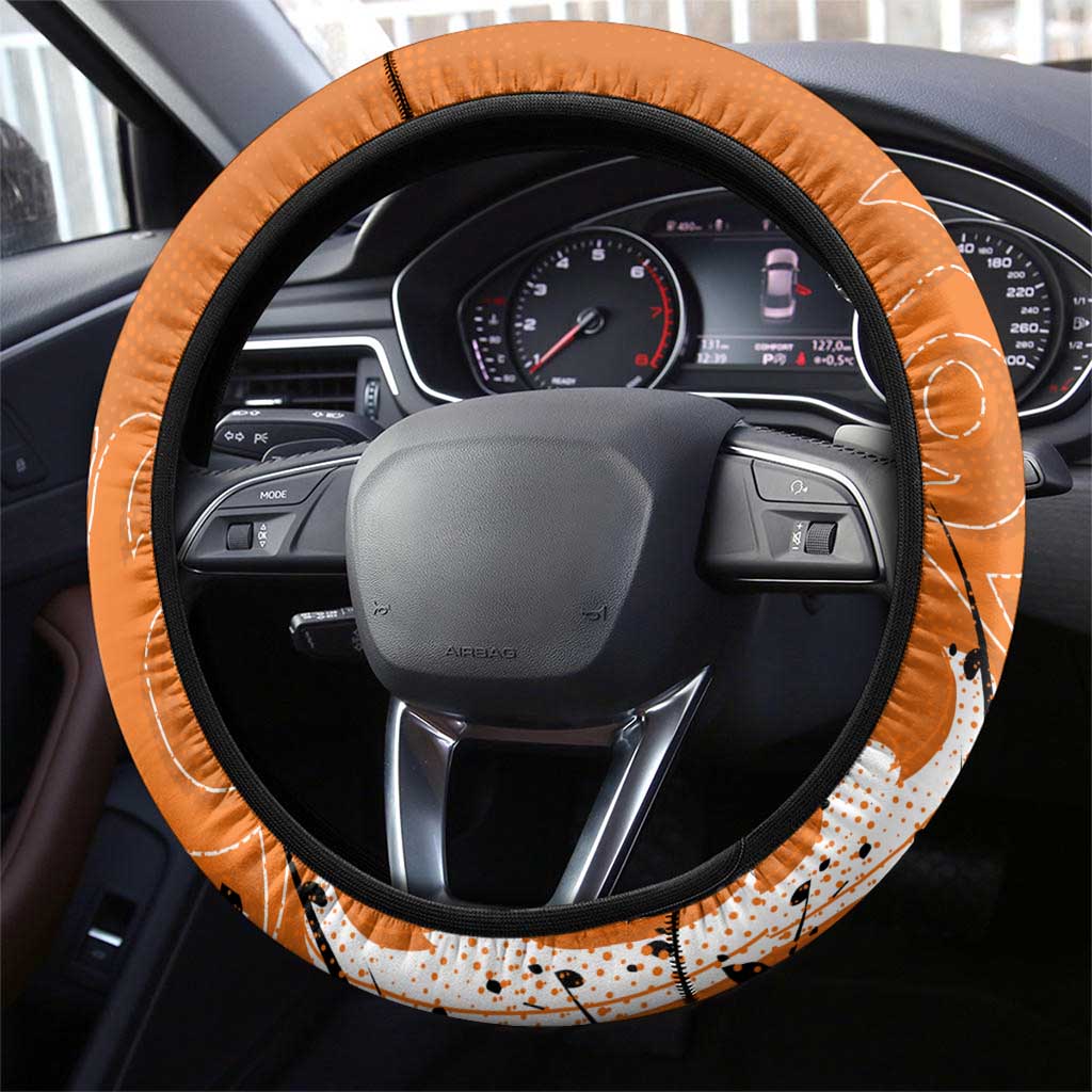 Wests Tigers Rugby Steering Wheel Cover Urban Street Graffiti Style - Distressed Splatter Elements