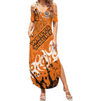 Personalized Wests Tigers Rugby Summer Maxi Dress Urban Street Graffiti Style - Distressed Splatter Elements