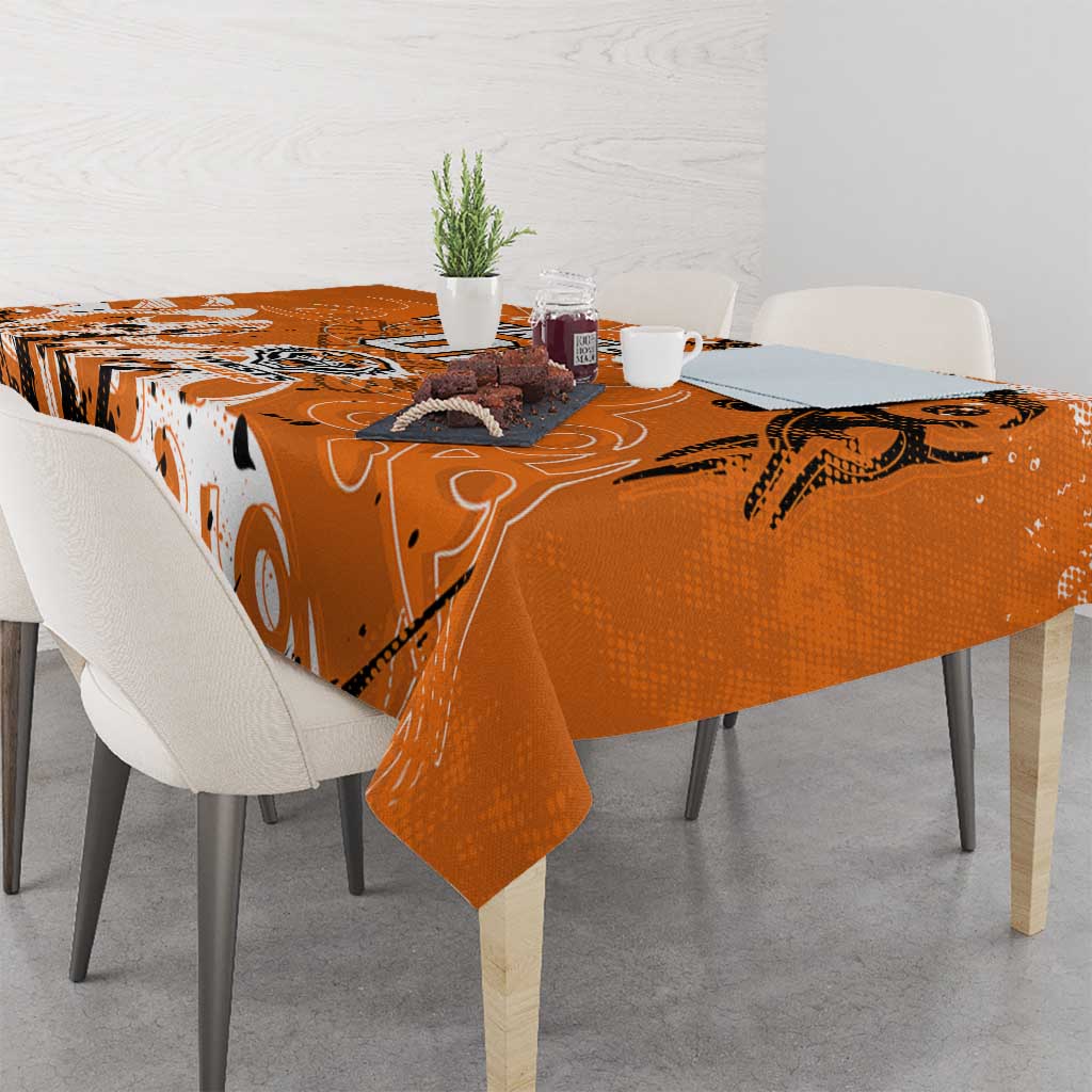 Personalized Wests Tigers Rugby Tablecloth Urban Street Graffiti Style - Distressed Splatter Elements