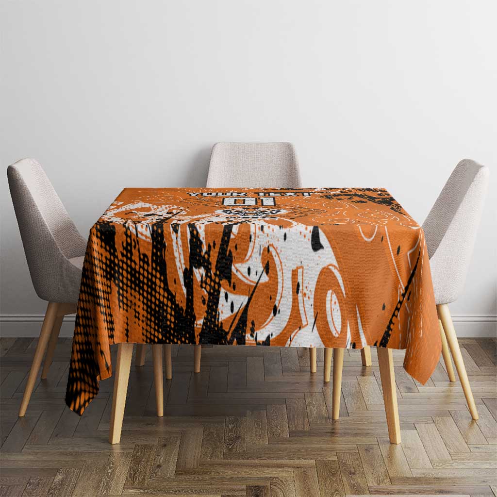 Personalized Wests Tigers Rugby Tablecloth Urban Street Graffiti Style - Distressed Splatter Elements