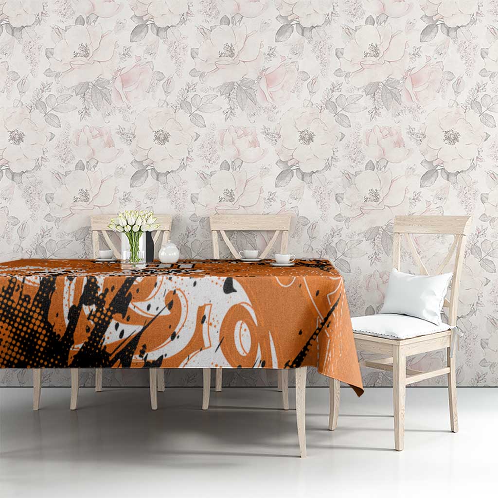 Personalized Wests Tigers Rugby Tablecloth Urban Street Graffiti Style - Distressed Splatter Elements