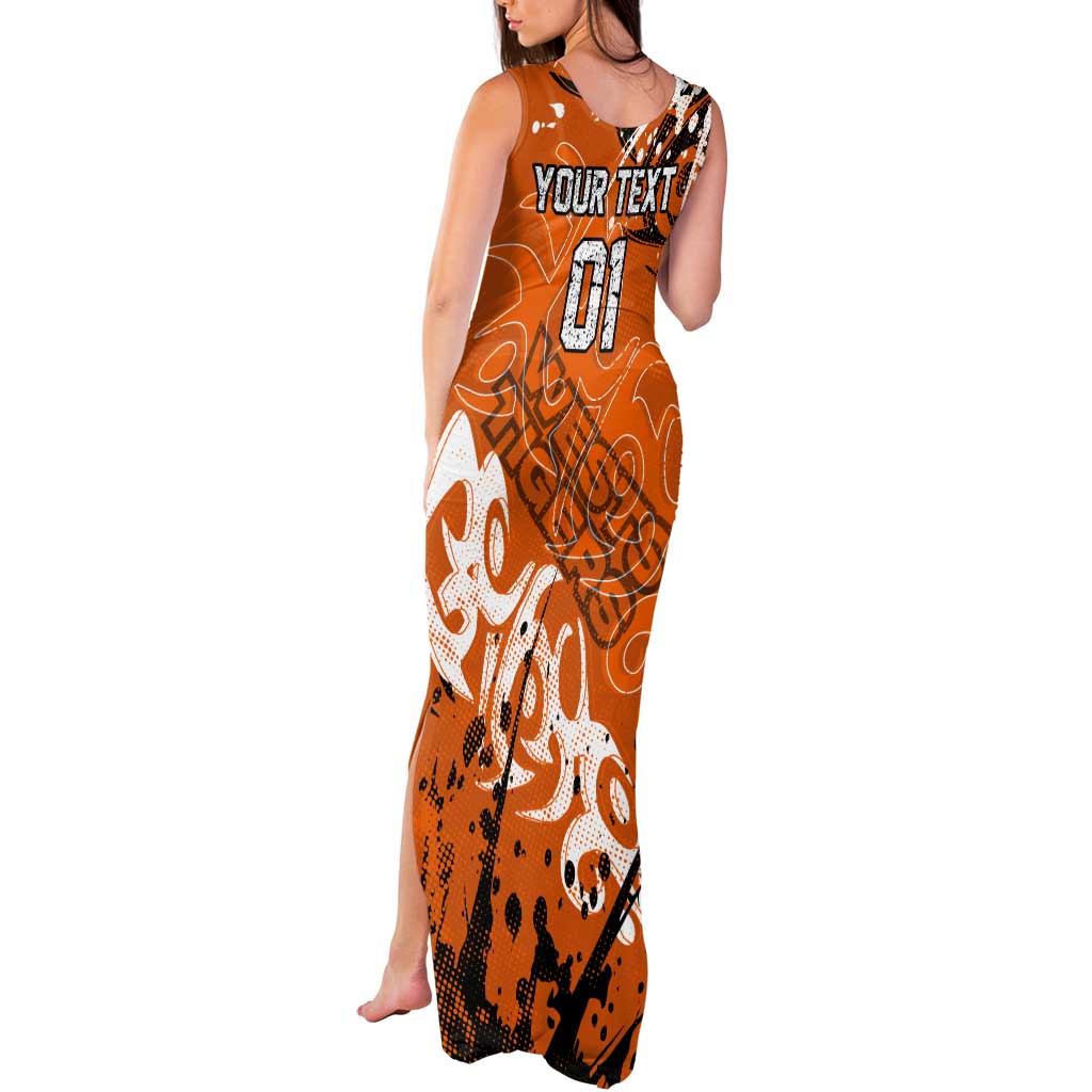 Personalized Wests Tigers Rugby Tank Maxi Dress Urban Street Graffiti Style - Distressed Splatter Elements