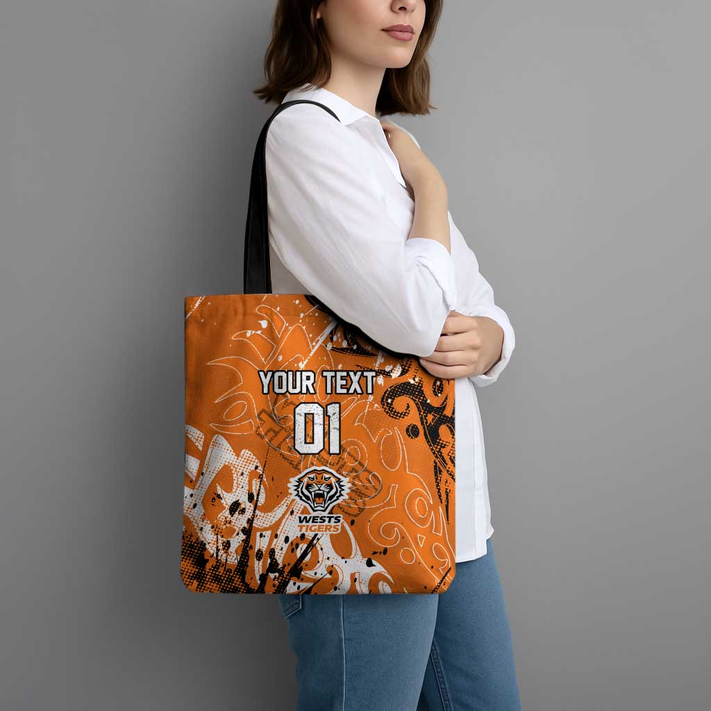 Personalized Wests Tigers Rugby Tote Bag Urban Street Graffiti Style - Distressed Splatter Elements