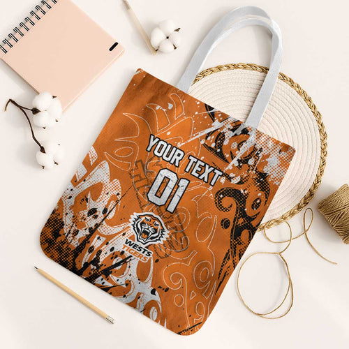 Personalized Wests Tigers Rugby Tote Bag Urban Street Graffiti Style - Distressed Splatter Elements