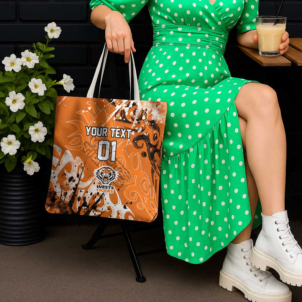Personalized Wests Tigers Rugby Tote Bag Urban Street Graffiti Style - Distressed Splatter Elements