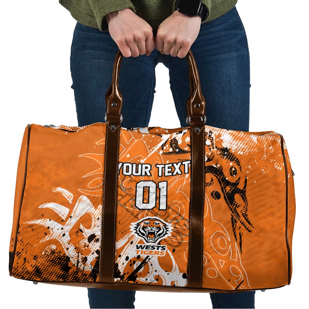 Personalized Wests Tigers Rugby Travel Bag Urban Street Graffiti Style - Distressed Splatter Elements
