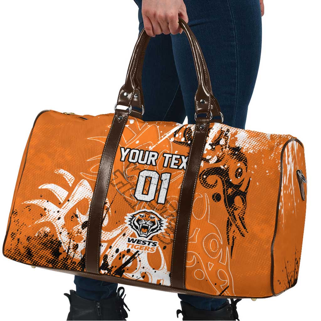 Personalized Wests Tigers Rugby Travel Bag Urban Street Graffiti Style - Distressed Splatter Elements