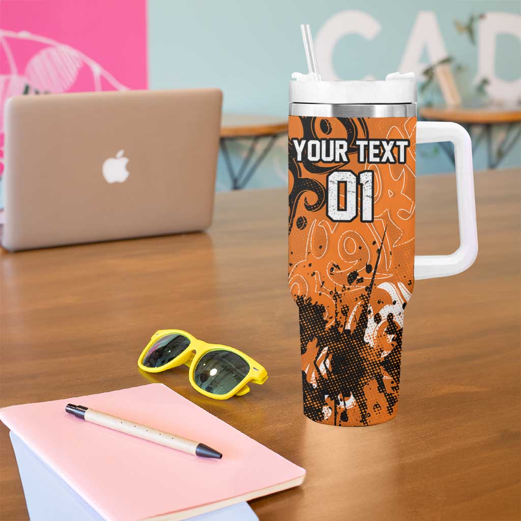 Personalized Wests Tigers Rugby Tumbler With Handle Urban Street Graffiti Style - Distressed Splatter Elements