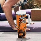 Personalized Wests Tigers Rugby Tumbler With Handle Urban Street Graffiti Style - Distressed Splatter Elements