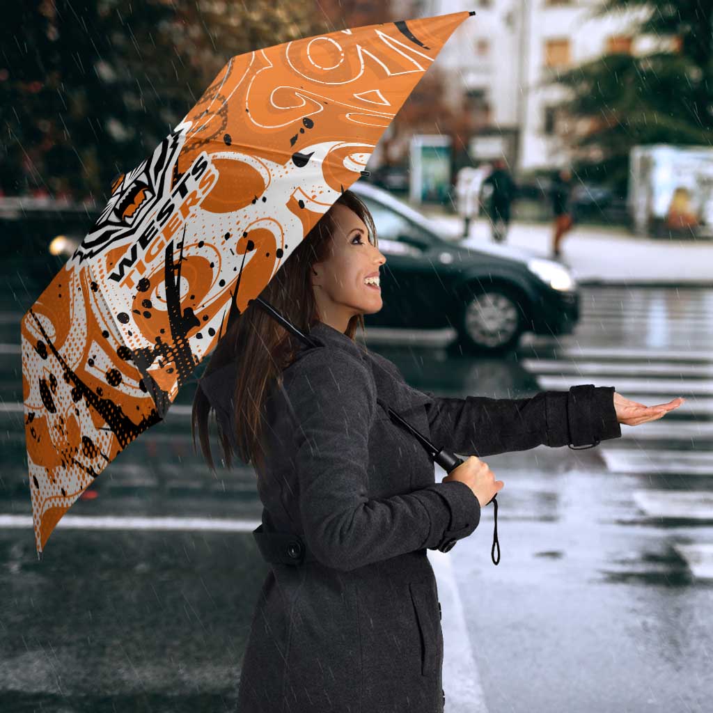 Personalized Wests Tigers Rugby Umbrella Urban Street Graffiti Style - Distressed Splatter Elements