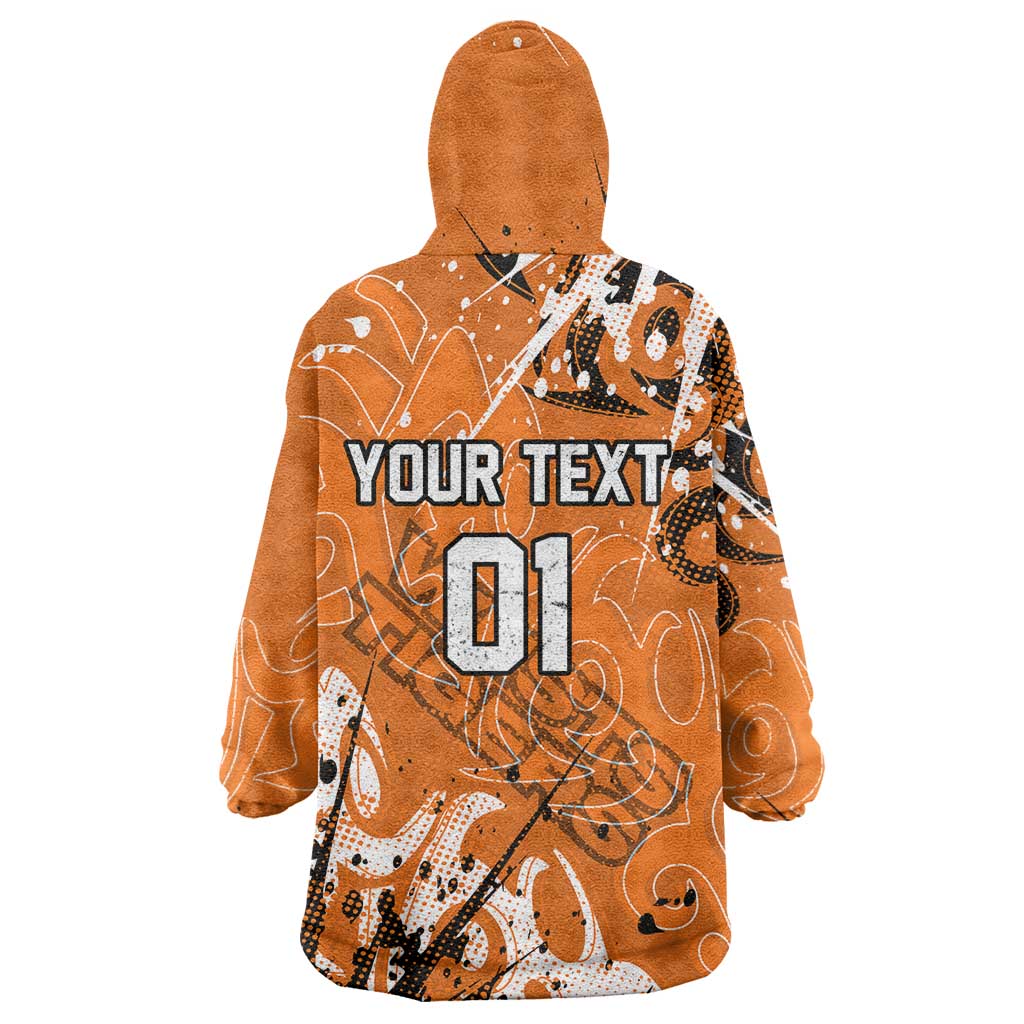 Personalized Wests Tigers Rugby Wearable Blanket Hoodie Urban Street Graffiti Style - Distressed Splatter Elements