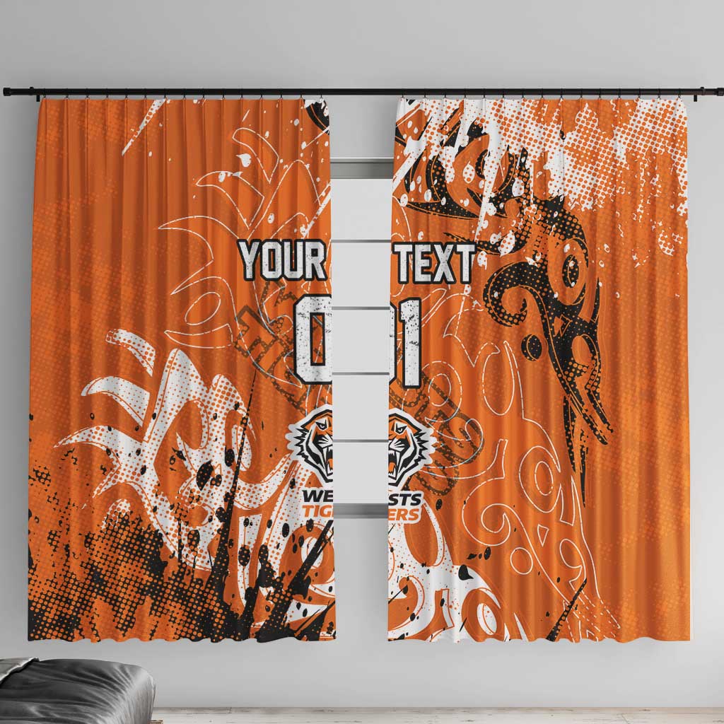 Personalized Wests Tigers Rugby Window Curtain Urban Street Graffiti Style - Distressed Splatter Elements