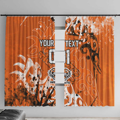 Personalized Wests Tigers Rugby Window Curtain Urban Street Graffiti Style - Distressed Splatter Elements