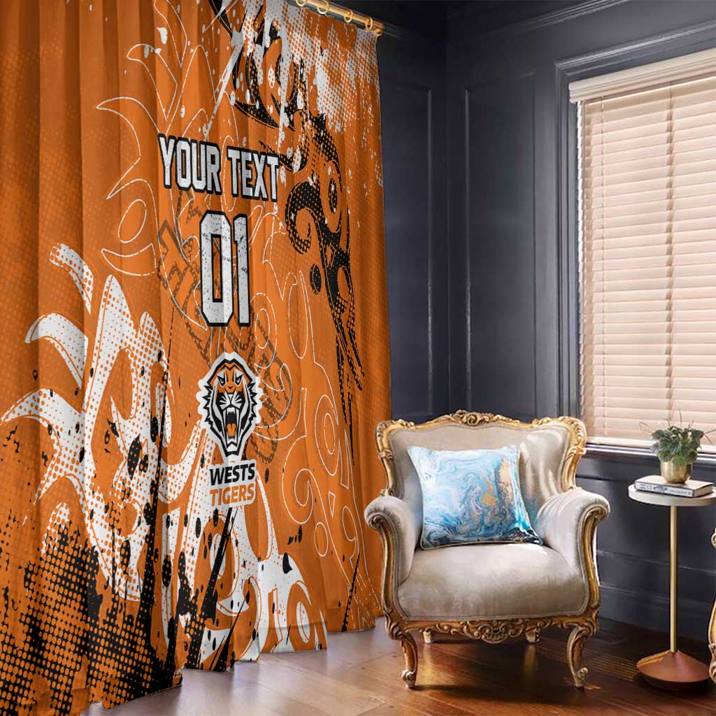 Personalized Wests Tigers Rugby Window Curtain Urban Street Graffiti Style - Distressed Splatter Elements
