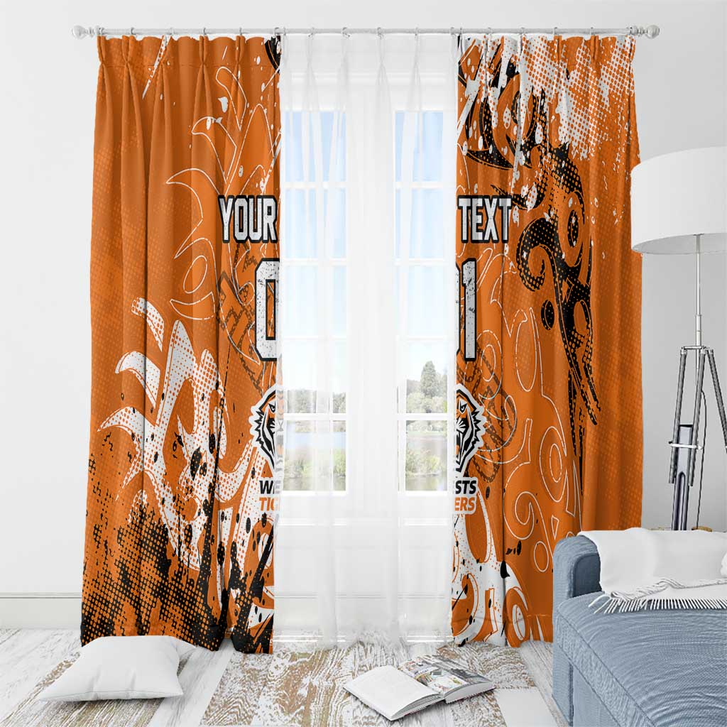 Personalized Wests Tigers Rugby Window Curtain Urban Street Graffiti Style - Distressed Splatter Elements