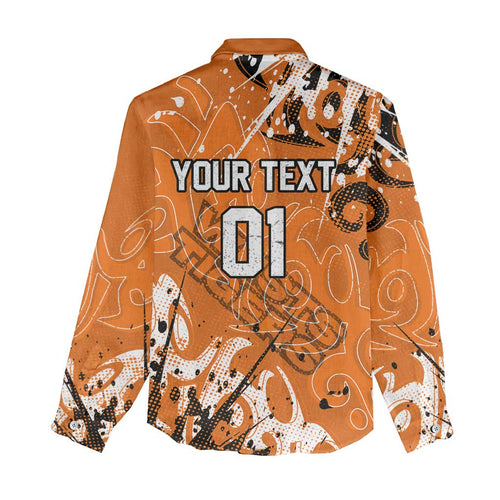 Personalized Wests Tigers Rugby Women Casual Shirt Urban Street Graffiti Style - Distressed Splatter Elements