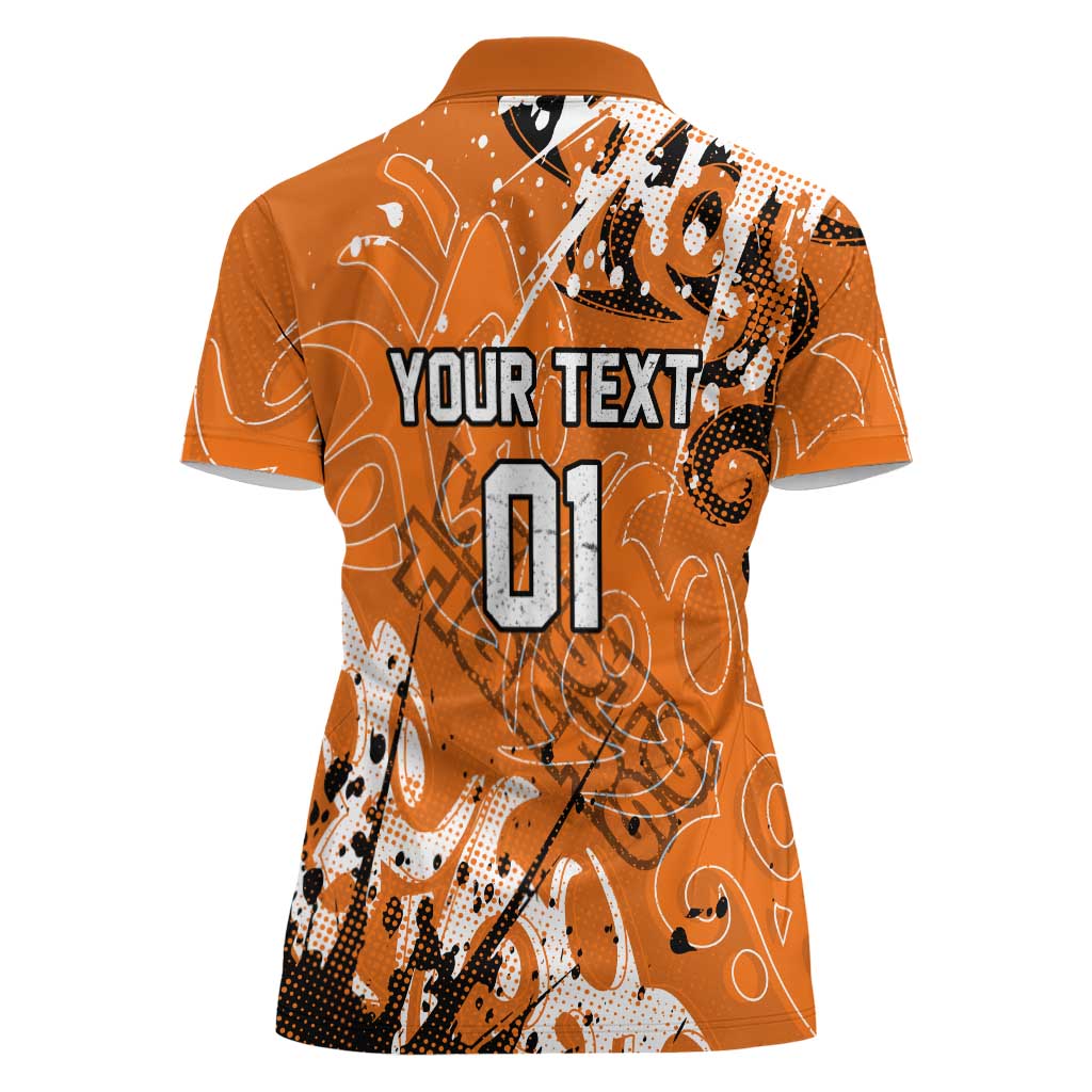 Personalized Wests Tigers Rugby Women Polo Shirt Urban Street Graffiti Style - Distressed Splatter Elements