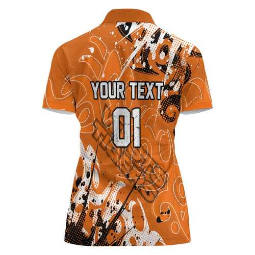 Personalized Wests Tigers Rugby Women Polo Shirt Urban Street Graffiti Style - Distressed Splatter Elements