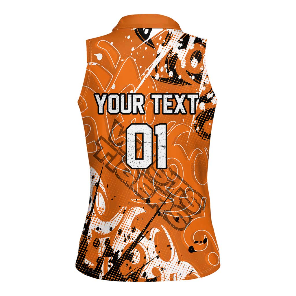 Personalized Wests Tigers Rugby Women Sleeveless Polo Shirt Urban Street Graffiti Style - Distressed Splatter Elements