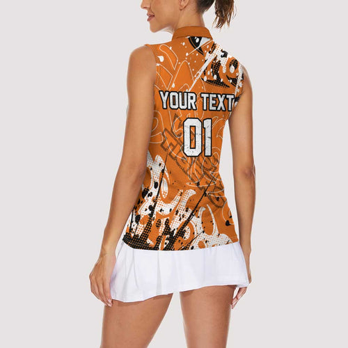 Personalized Wests Tigers Rugby Women Sleeveless Polo Shirt Urban Street Graffiti Style - Distressed Splatter Elements