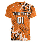 Personalized Wests Tigers Rugby Women V-Neck T-Shirt Urban Street Graffiti Style - Distressed Splatter Elements