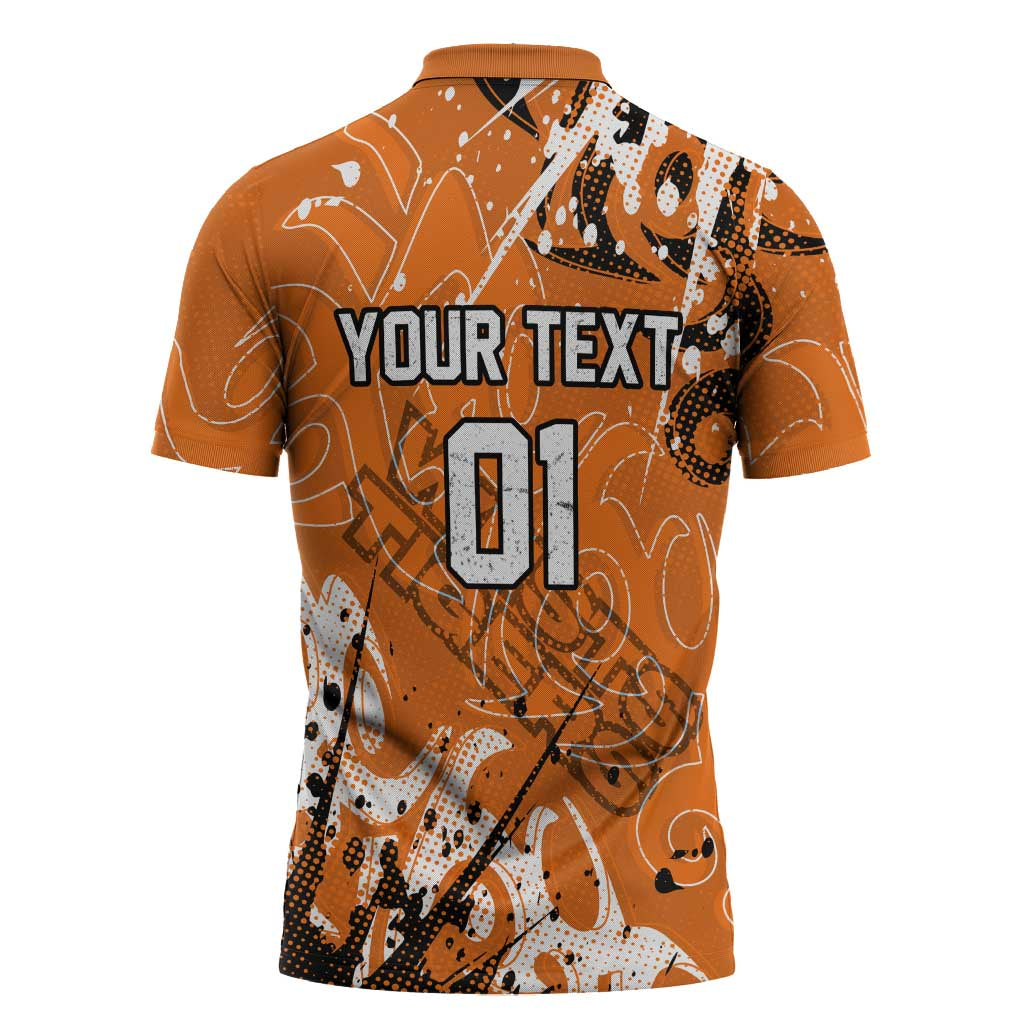 Personalized Wests Tigers Rugby Zipper Polo Shirt Urban Street Graffiti Style - Distressed Splatter Elements