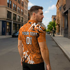Personalized Wests Tigers Rugby Zipper Polo Shirt Urban Street Graffiti Style - Distressed Splatter Elements