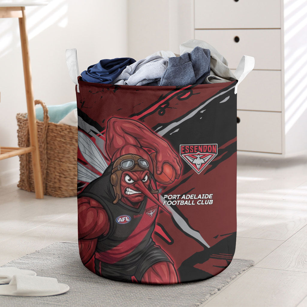 Essendon Football Club Laundry Basket Bombers Muscular Mascot Graphic - Abstract Paint Splatter Art