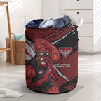 Essendon Football Club Laundry Basket Bombers Muscular Mascot Graphic - Abstract Paint Splatter Art