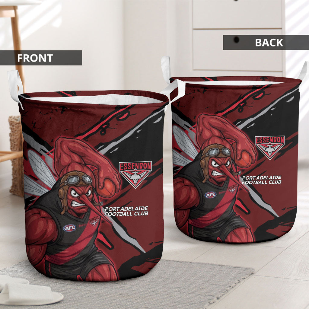 Essendon Football Club Laundry Basket Bombers Muscular Mascot Graphic - Abstract Paint Splatter Art