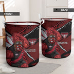 Essendon Football Club Laundry Basket Bombers Muscular Mascot Graphic - Abstract Paint Splatter Art