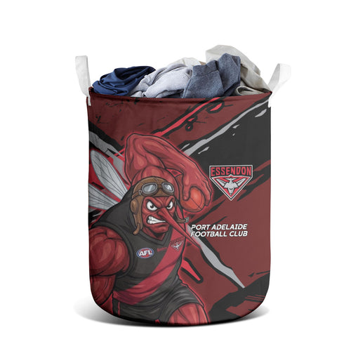 Essendon Football Club Laundry Basket Bombers Muscular Mascot Graphic - Abstract Paint Splatter Art