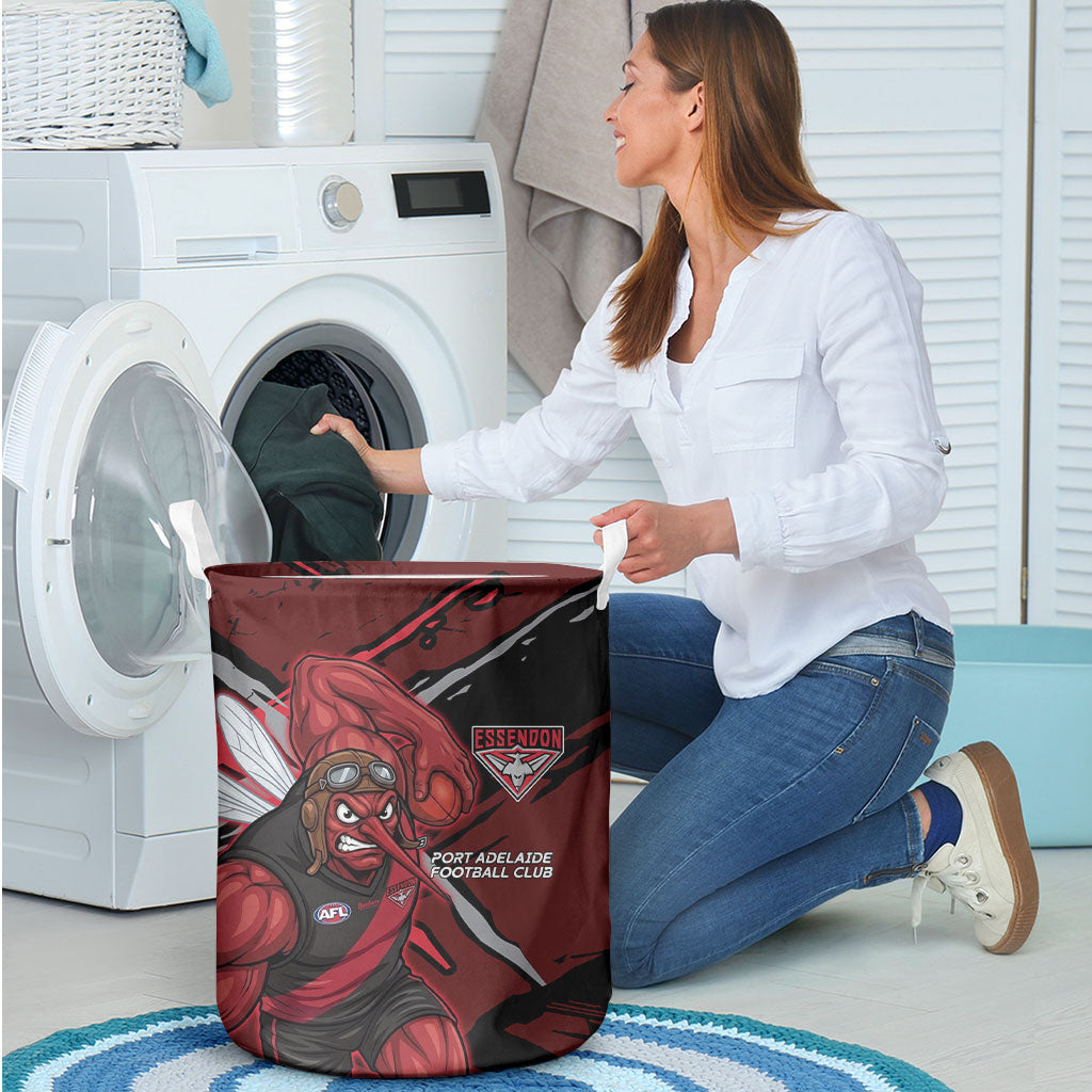 Essendon Football Club Laundry Basket Bombers Muscular Mascot Graphic - Abstract Paint Splatter Art