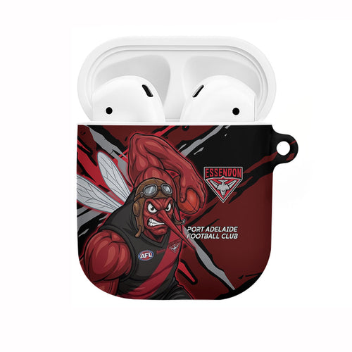 Essendon Football Club AirPods Case Bombers Muscular Mascot Graphic - Abstract Paint Splatter Art