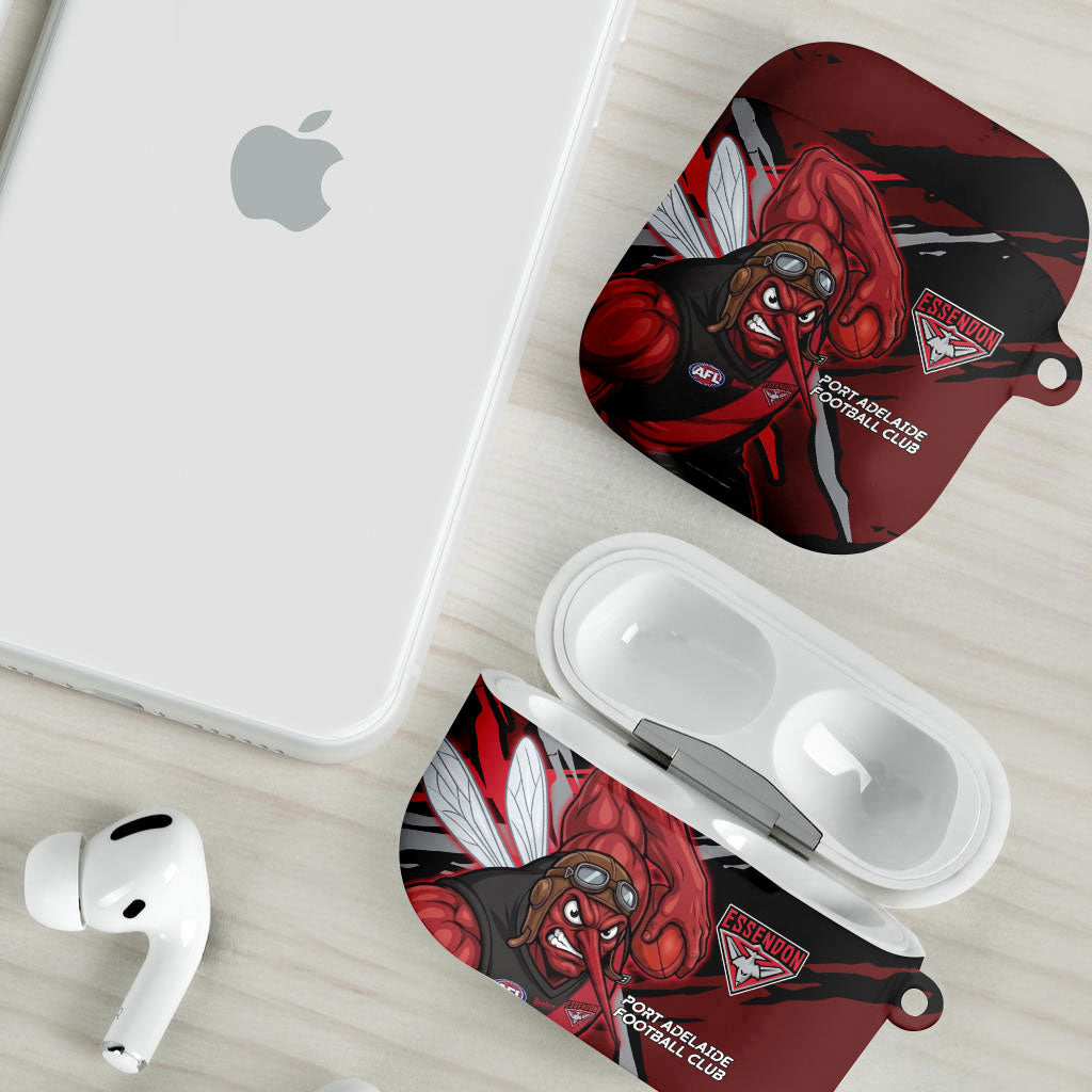 Essendon Football Club AirPods Case Bombers Muscular Mascot Graphic - Abstract Paint Splatter Art
