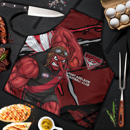Essendon Football Club Apron Bombers Muscular Mascot Graphic - Abstract Paint Splatter Art