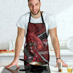 Essendon Football Club Apron Bombers Muscular Mascot Graphic - Abstract Paint Splatter Art