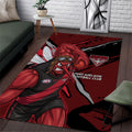 Essendon Football Club Area Rug Bombers Muscular Mascot Graphic - Abstract Paint Splatter Art
