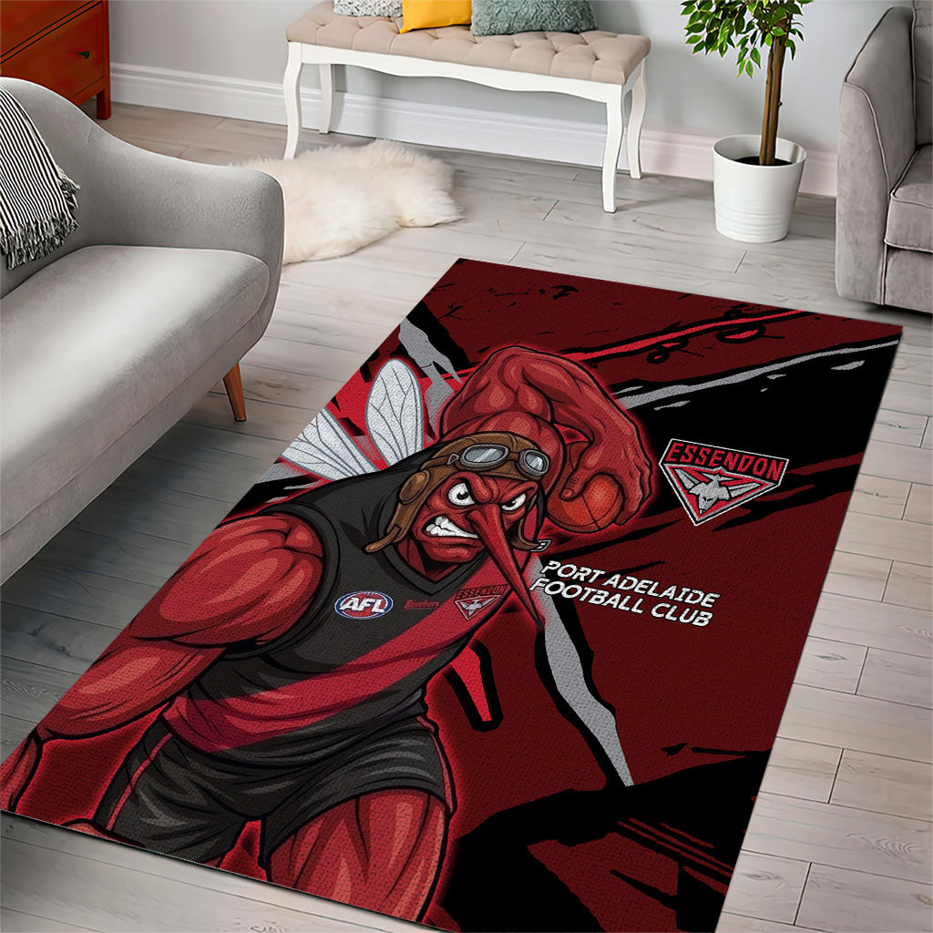 Essendon Football Club Area Rug Bombers Muscular Mascot Graphic - Abstract Paint Splatter Art