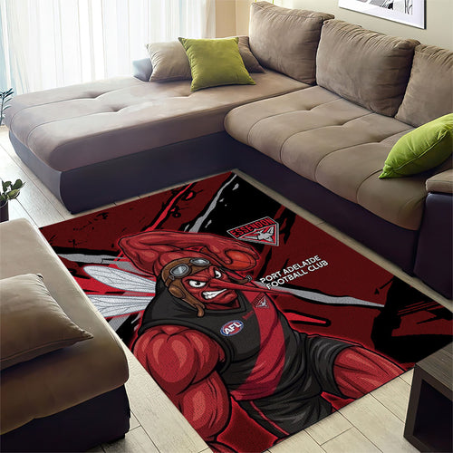 Essendon Football Club Area Rug Bombers Muscular Mascot Graphic - Abstract Paint Splatter Art