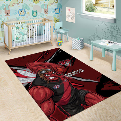 Essendon Football Club Area Rug Bombers Muscular Mascot Graphic - Abstract Paint Splatter Art