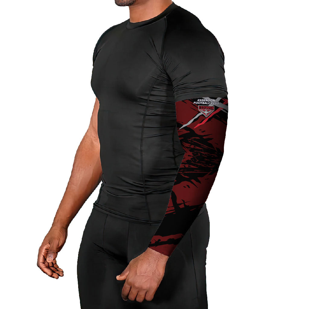 Essendon Football Club Arm Sleeves Bombers Muscular Mascot Graphic - Abstract Paint Splatter Art