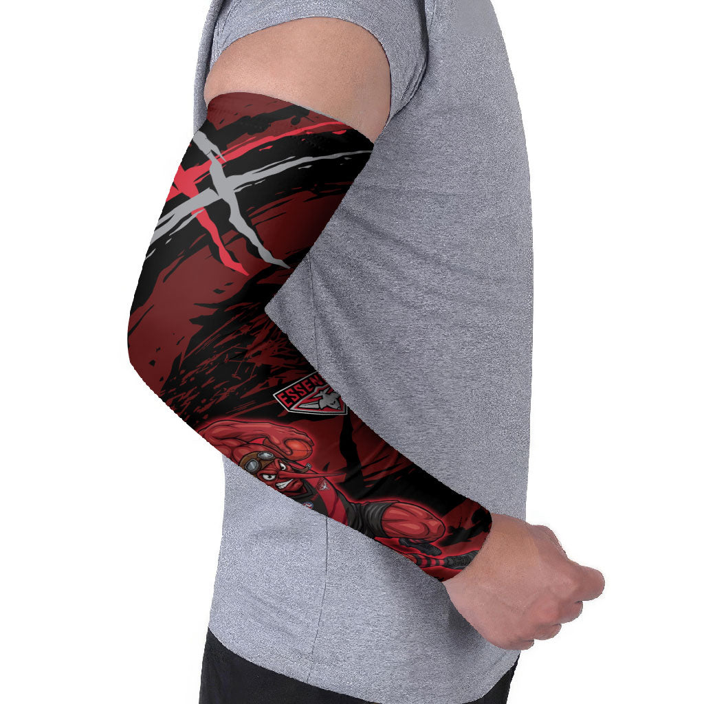 Essendon Football Club Arm Sleeves Bombers Muscular Mascot Graphic - Abstract Paint Splatter Art